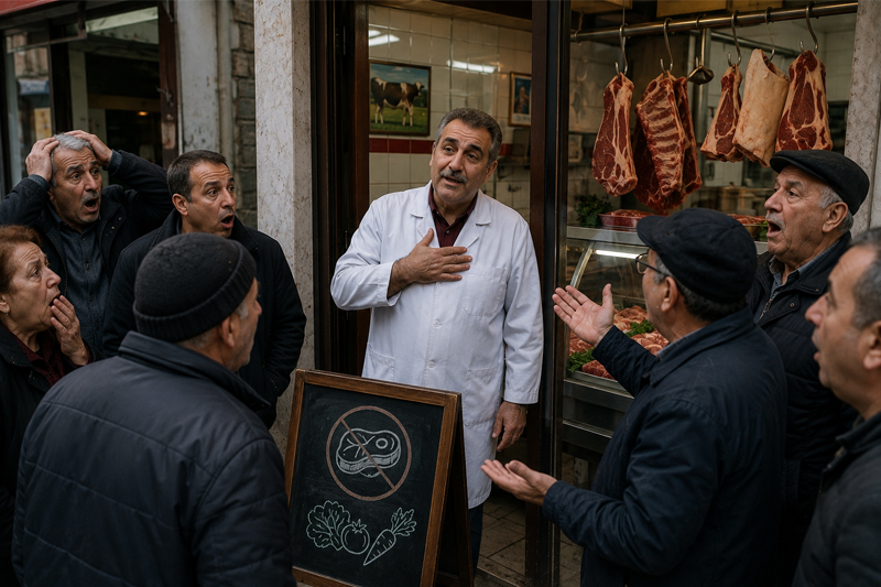 Mahalle Kasabı Vejetaryen Olduğunu Açıklayınca Vatandaşlar Şok Geçirdi