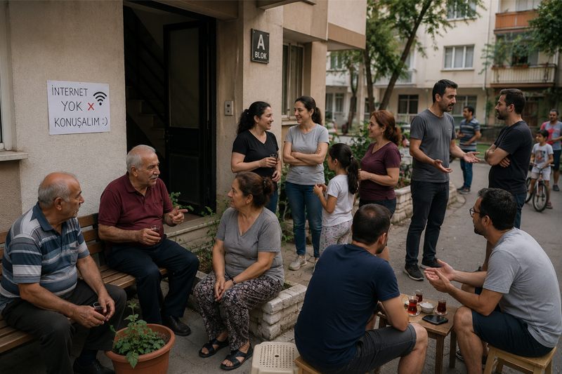 İnternet Kesilince Mahallede İlk Kez Komşular Birbiriyle Tanıştı